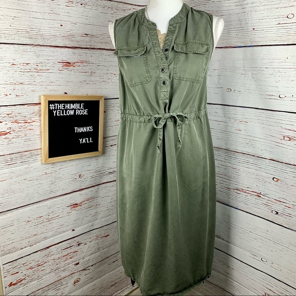 Liz Lange for Target Olive Green Maternity Tie Waist Midi Dress XS - Picture 1 of 6